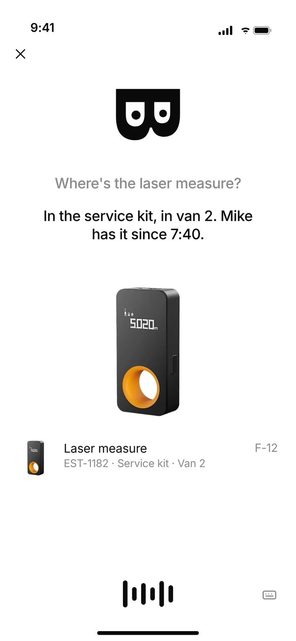 Asking BoxRay where the laser measure is